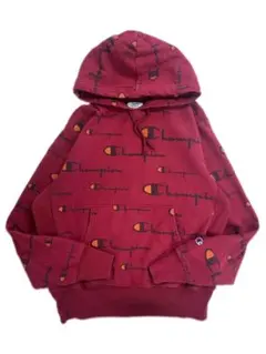 Champion reverse weave 総柄 スウェット パーカー 赤