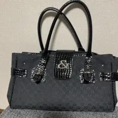 ブラックトートバッグ クロコダイル風