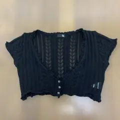 Vigniブラック Vネック カーディガン 半袖　美品のサムネイル