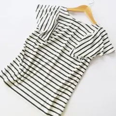 状態良好！ローリーズファーム★ボーダーフリルノースリーブプルオーバー★L