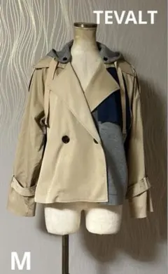 お値下げ‼️TEVALT ヴァレット　異素材フーディ ショートトレンチコート