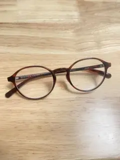 JINS ブラウン ラウンドメガネ ケース付き