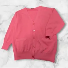 BAYFLOW ワッフル編み Vネック カーディガン ピンク F　YB662