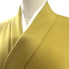 5k2576 着物　正絹　単衣　一つ紋　家紋　黄色　無地　和装