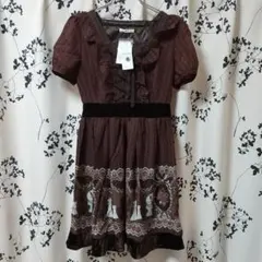 アクシーズファム チェス柄ストライプレース ワンピース