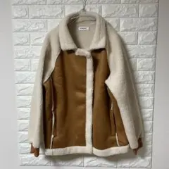 YIYIHONG フリースムートンコート ボアジャケット ブラウン サイズL