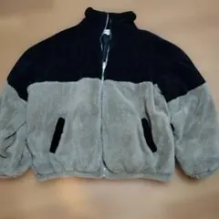 フリースジャケット ブラック/ベージュ Lサイズ