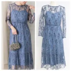 ✨美品✨kaene カエン オケージョンドレス オールレースドレス ブルー