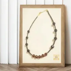 【一点もの❗️】フェミニン 琥珀色 ブラック ビーズ チョーカー ネックレス