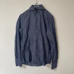 MICHEL KLEIN HOMME ストライプ柄 長袖シャツ ネイビー 46のサムネイル