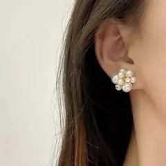 パール スタッドピアス 大ぶり 高見え 925 シルバー 低アレルギー