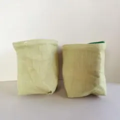 布バスケット グリーン ハンドメイド