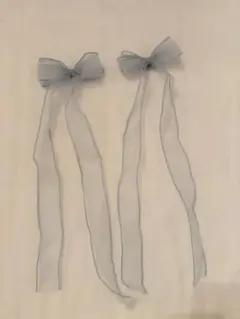 リボン 水色 ヘアクリップ