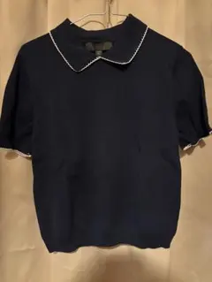 ネイビー 半袖ニット 襟付き　zara