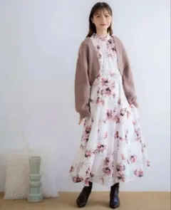 花柄 ロングワンピース