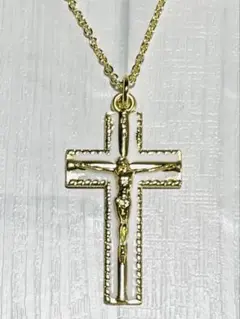 十字架キリストクロス　ネックレス　●ゴールドカラー　ホワイト　●イタリア製