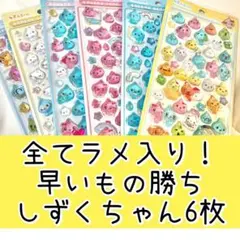 【かわいい！ラメ入り6枚】キャラクター　しずくちゃん　シール