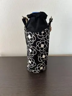 保冷 ペットボトルホルダー ペットボトルカバー 花柄 黒 ブラック