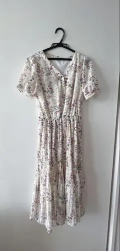 INGNI 花柄半袖マキシワンピースロングシフォンプリーツ