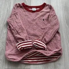 Petit Bateau 赤白ストライプ 長袖カットソー 116cm