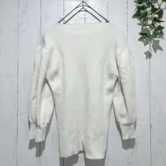 【グレイル】 パフスリーブ リブニット トップス オフホワイト Lサイズ