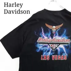 【希少】ハーレーダビッドソンカフェ プリントTシャツ ブラック 両面プリント