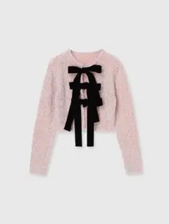 フロントリボンニットトップス