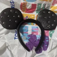 黒いスタッズ付きミッキーマウスカチューシャ