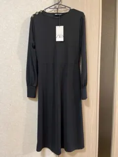 【新品 ZARA】黒 長袖 ワンピース S