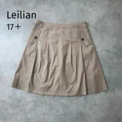 Leilian タックミニスカート モカベージュ 4L-5L 大きいサイズ17＋