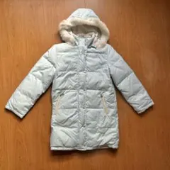 Pom Ponette 　水色/ホワイトファー付きリバーシブルダウンコート