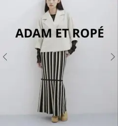 ADAM ET ROPE' ストライプリーンニットスカート