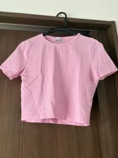 ZARA ピンク クロップドTシャツ Mサイズ