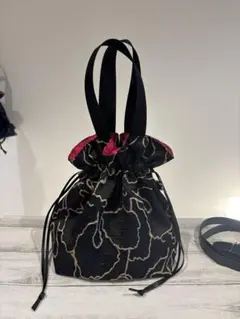 お洒落なジャガード巾着3wayバッグ！ ショルダーベルト付き