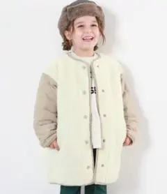 デビロック　キルティングボア ノーカラー リバーシブルロングコート