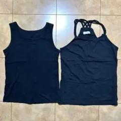 ①ユニクロ UNIQLO ②and it_ 黒タンクトップ2枚セット