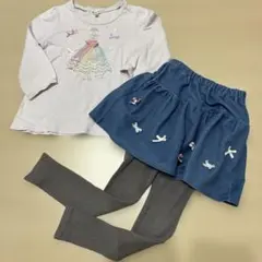 any FAM 七分丈Tシャツとデニム風スカートセット130