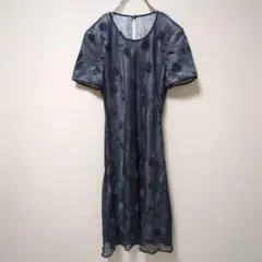 藤*๑様 【美品】バーニッシュ（M）ひざ丈フレアワンピース＊花柄総柄＊裏地花柄＊