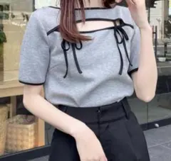 NOMAE カットアウトパイピングリボン グレーのサムネイル