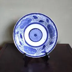 染付 皿 菊花紋様 陶磁器 飾り皿 工芸品のサムネイル