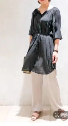 【新品】レプシィム　黒いボタン付きブラウス・ウエストリボン付き