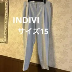 美品　大きいサイズ15 インディヴィ　 ウエストゴム　センタープレスパンツ