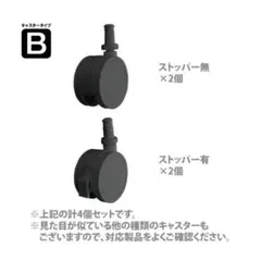 山﨑実業 1181　キャスタータイプB2個&ストッパー付き2個セット ブラックのサムネイル