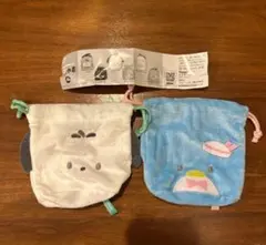 サンリオ はぴだんぶいふわふわフェイス巾着 ポチャッコ タキシードサム2個セット