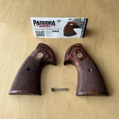 タナカ　パイソン6インチ　ステンレスフィニッシュ　木製グリップ交換済　ガスガン タナカ】コルトパイソン 6インチ Rモデル ステンレス