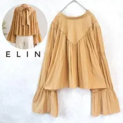 未使用✨ELIN サテン ボウタイ ブラウス ギャザー リボン フレアのサムネイル
