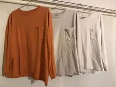 GOODWEAR Lサイズ長袖カットソー 3枚セット オレンジ ホワイト グレー