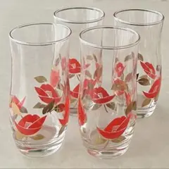 和柄 昭和レトロ ガラス グラス4個セット