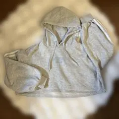 ラブトキ グレー ショートパーカー　L(160cm) 裏起毛