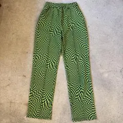 【X-GARL】緑と黒のスワールデザインワイドパンツ